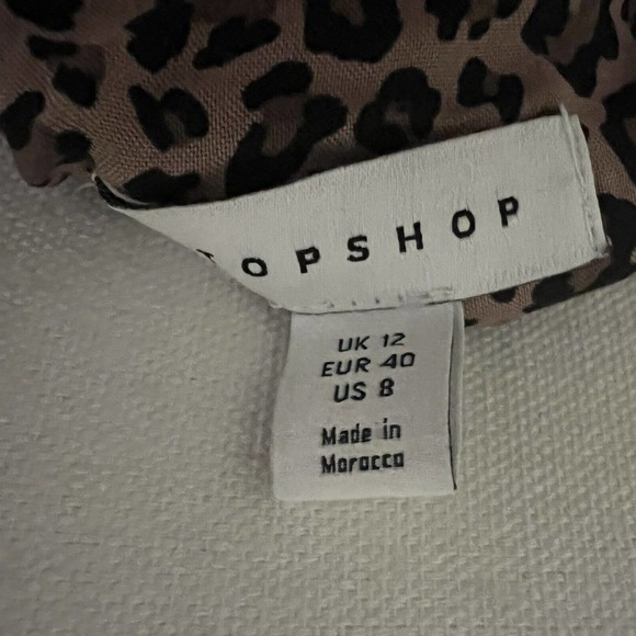 Topshop NWOT Animal Print Leopard Midi Slip Dress Sheath Strappy Sz 8 Front Slit - Picture 6 of 7